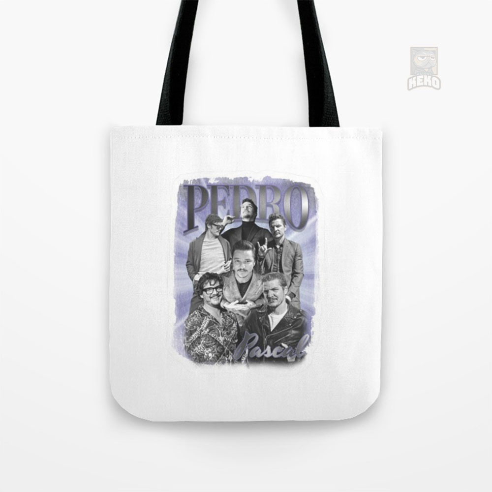Pedro Pascal in Black and White Tote Bag kanvas