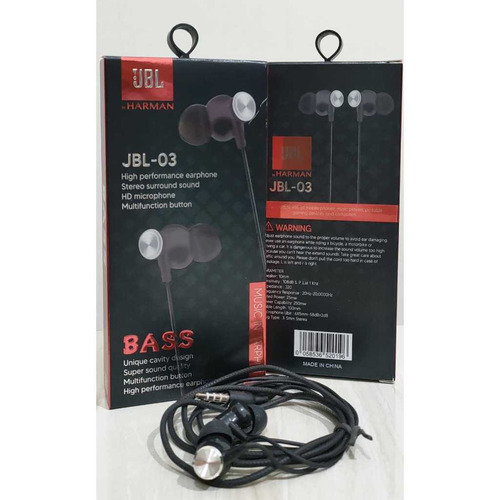 Handfree JL -03 Hi-Res Audio Handfree JL -03 Suara Bass Packing Import