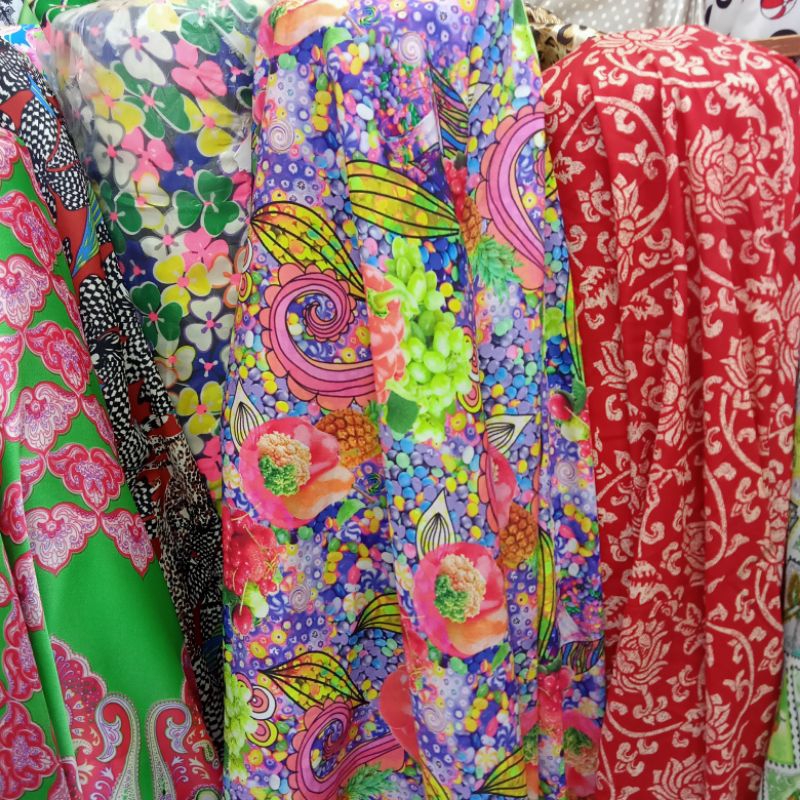 Kain Satin Silk Premium  -  Kain Armani Silk Motif - Kain Meteran | Harga Per Setengah Meter