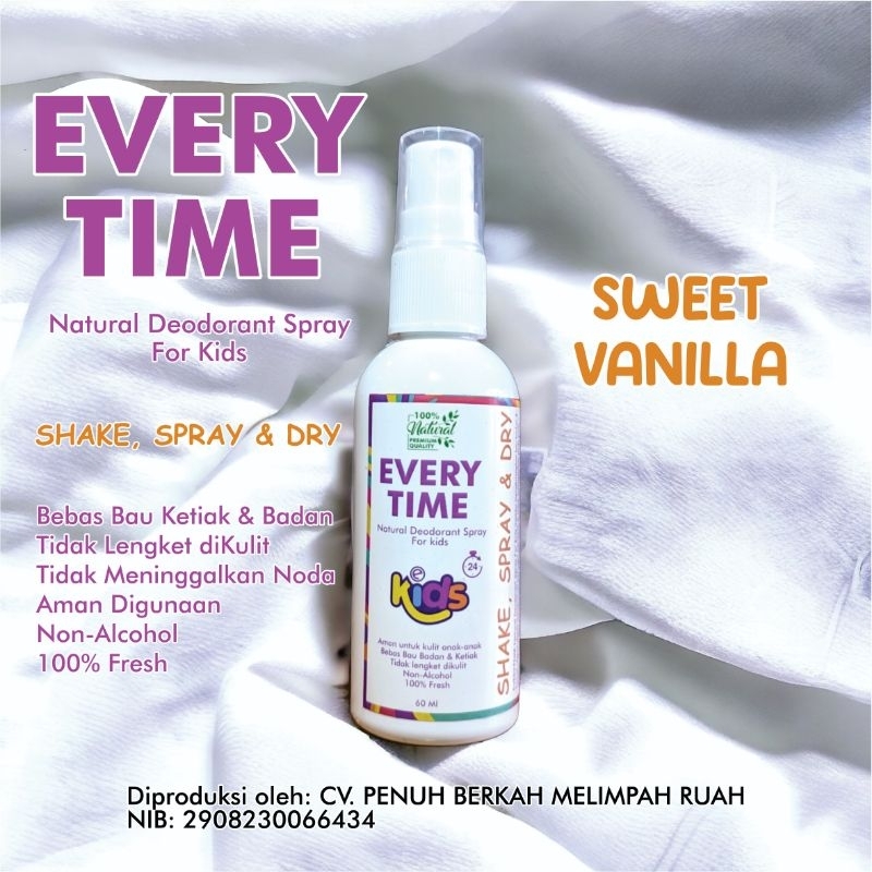 NATURAL DEODORANT SPRAY EVERYTIME KIDS | DEODORAN ANAK - ANAK 60 ML