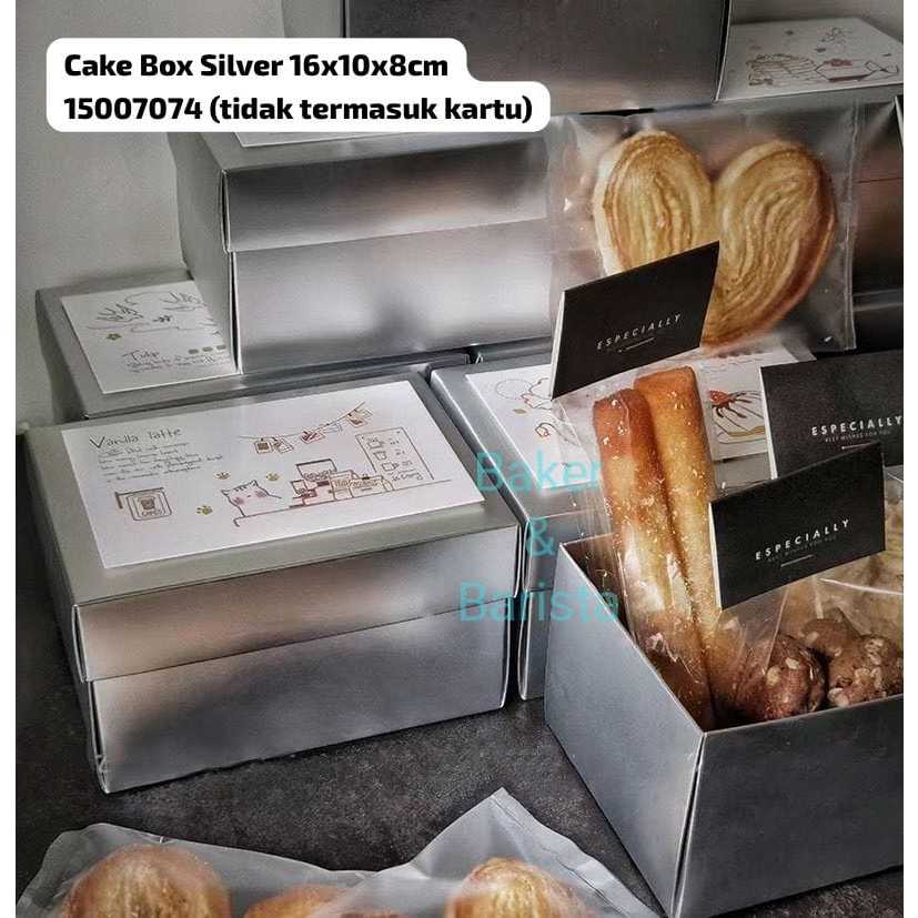 

Cake Box Silver 16x10x8cm Box kue cookies Hampers kado gift box cantik Premium Box