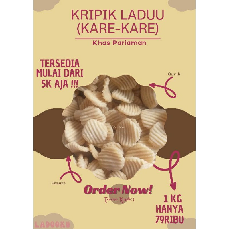 

LadooKuu Kripik Ladu (Kare-Kare) AraiPinang khas Padang Pariaman snack gurih dan lezatt