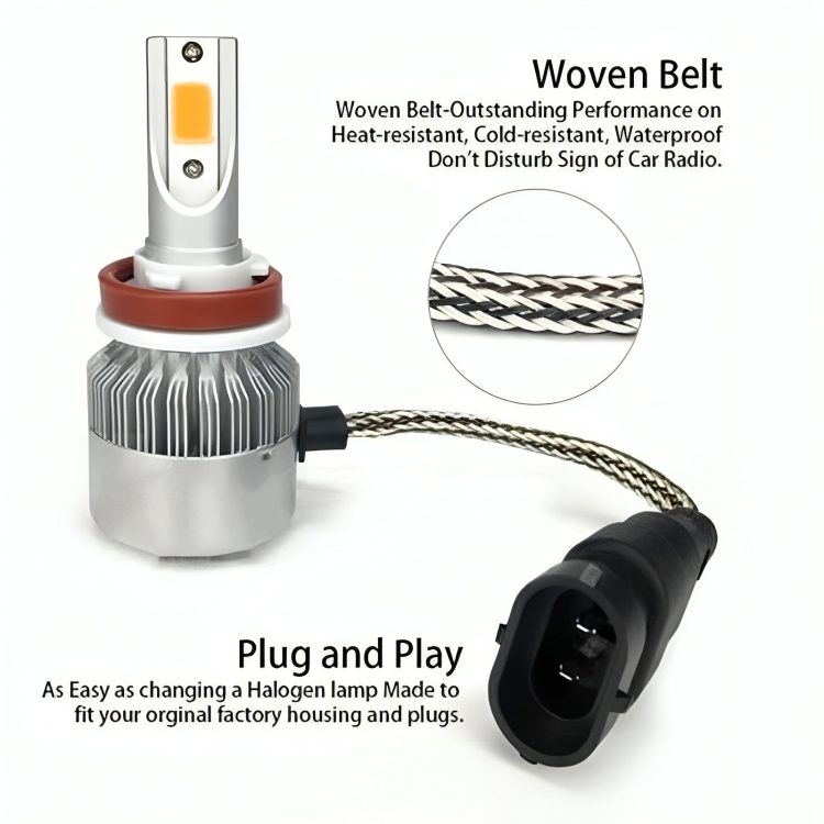 Cahaya Kuning C6 H11 H8 COB Lampu Led 2 Pcs Fog Lamp Mobil Super Terang