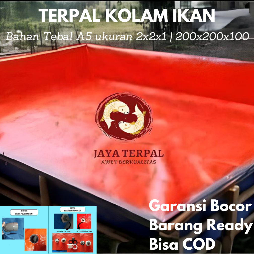 Terpal Kolam Ikan Bahan Tebal A5 2x2x1 200x200x100 - Ready, COD
