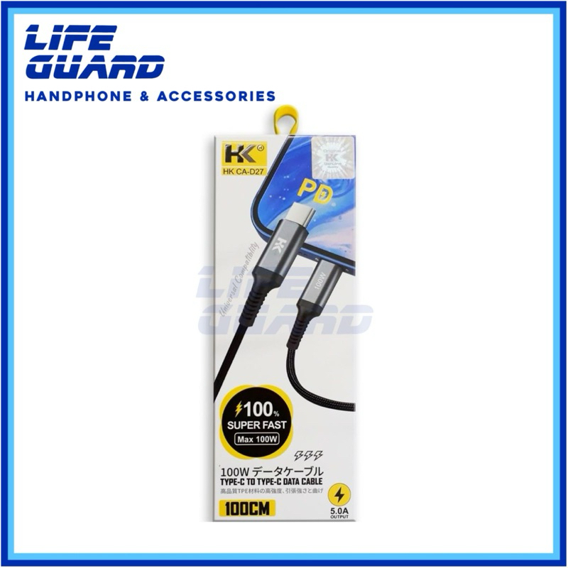 KABEL DATA HK CA-D27 100W FAST CHARGING TYPE C TO TYPE C DATA CABLE CHARGER