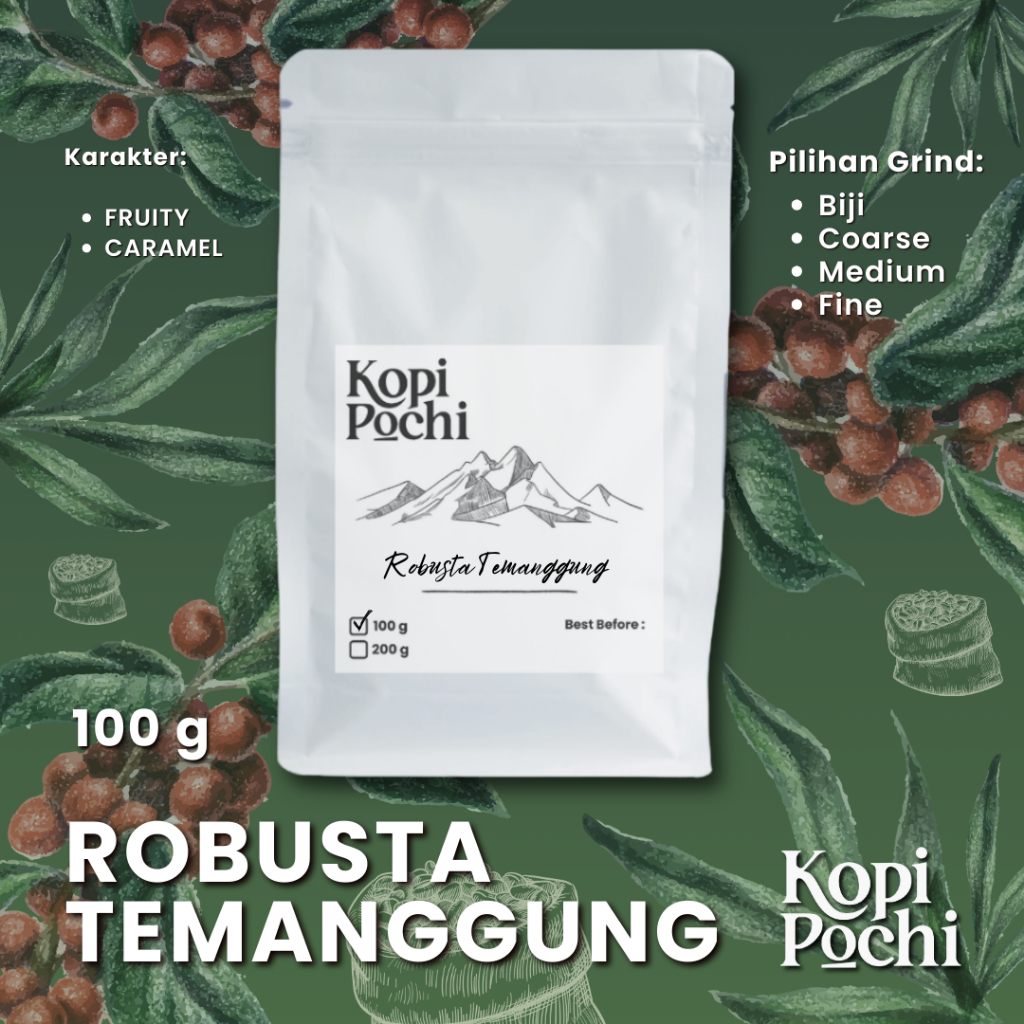 

Kopi Pochi Robusta Temanggung Biji Bubuk Kopi Nusantara 100 Gram