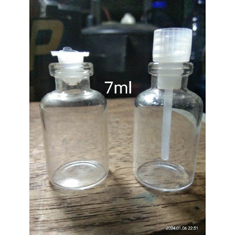 Botol tester +-7ml bahan kaca tutup lidi dan tutup topi
