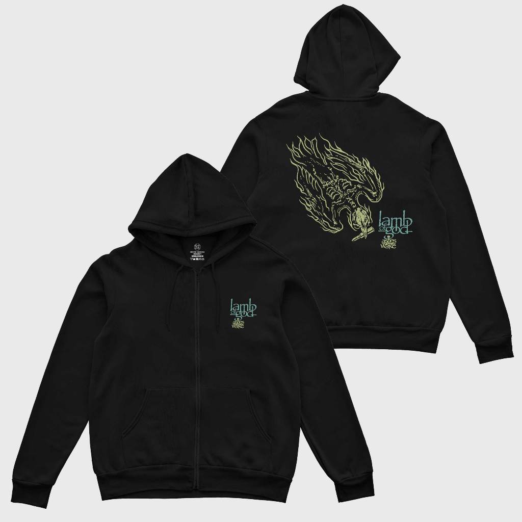 Hoodie ZIper Sleting Distro Sweater Pria Band Metal Lamb Of God Time Again Premium Quality Size L XL