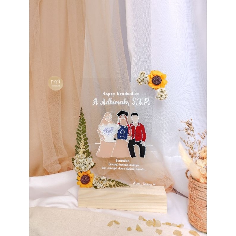 Kado Akrilik Wisuda Nikahan Custom | Acrylic Stand K | Ukuran 14,8x21 cm