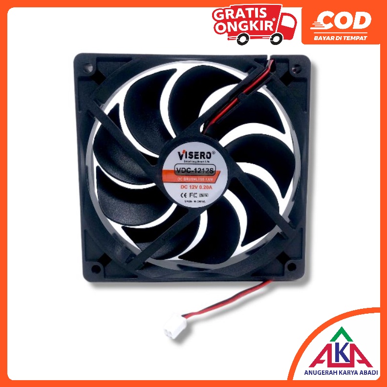 TRENDING Kipas Fan DC 12V 12x12 plus Socket VISERO VDC1212S Heatsink