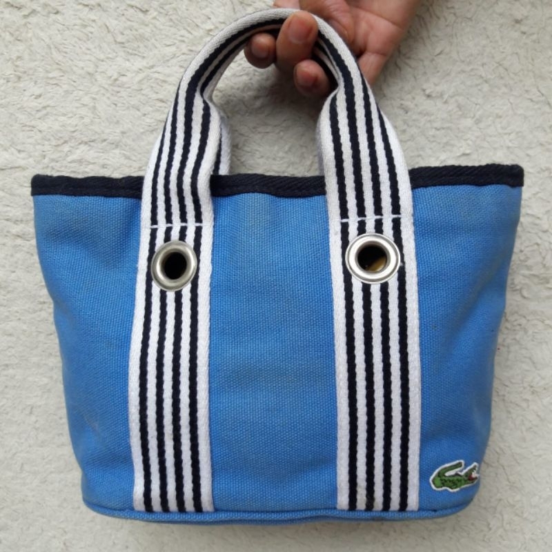 Tas Lacoste Biru Handbag Wanita Kanvas