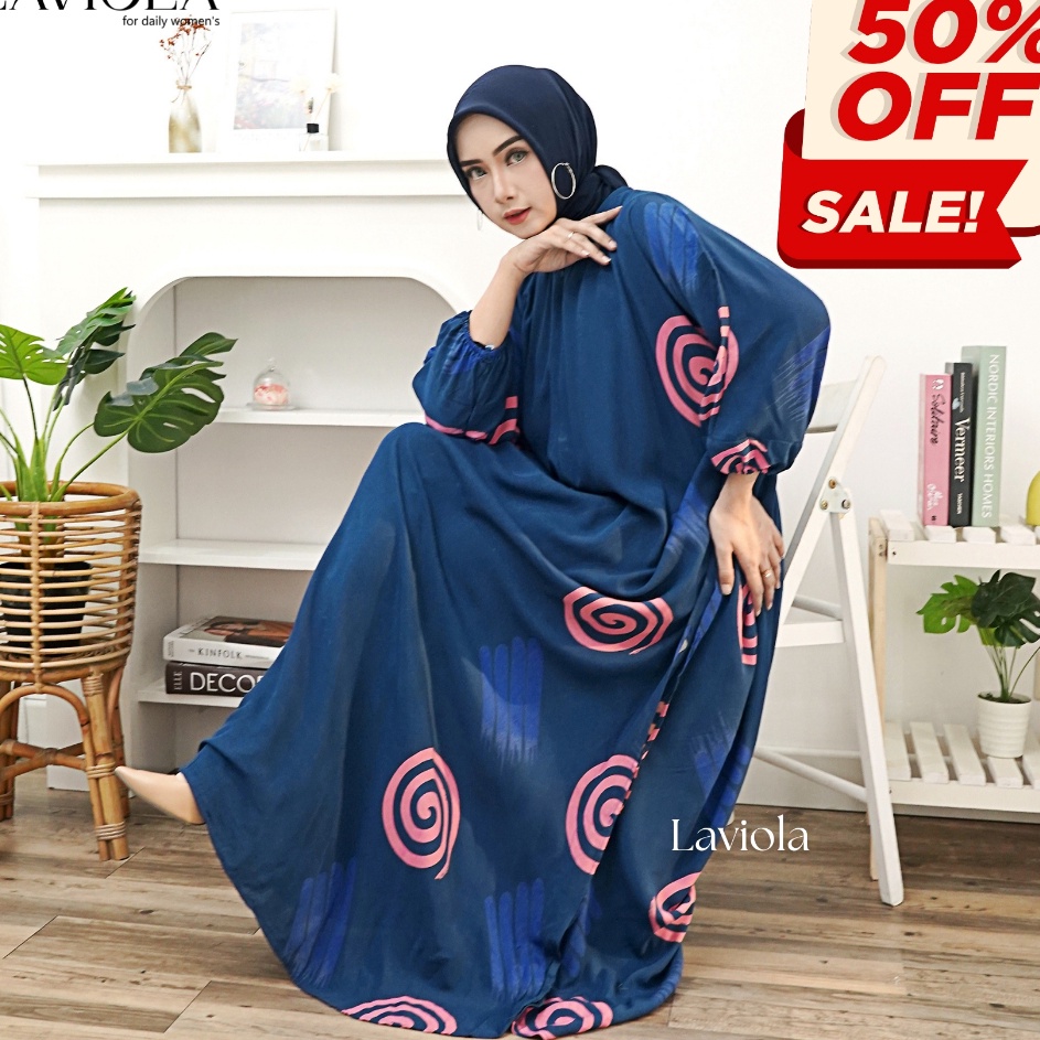 New Trx5mLa Laviola  Kaftan Super Jumbo Claudia  Rayon Grade A Busui Resleting Depan