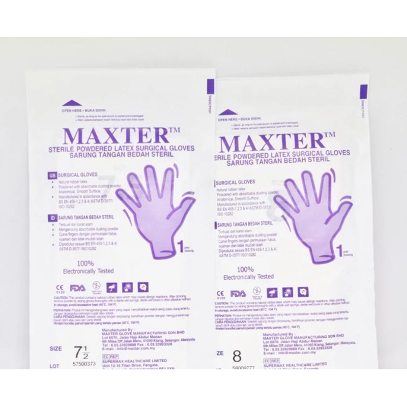 sarung tangan steril maxter handscoon steril maxter