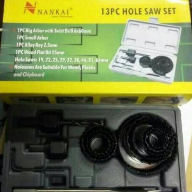 Terkini Mata Bor Kayu Bulat 13 Pcs  Hole Saw Wood SetHolesaw Kit Mata Bor Kayu Set Isi 13 Pcs Hole S