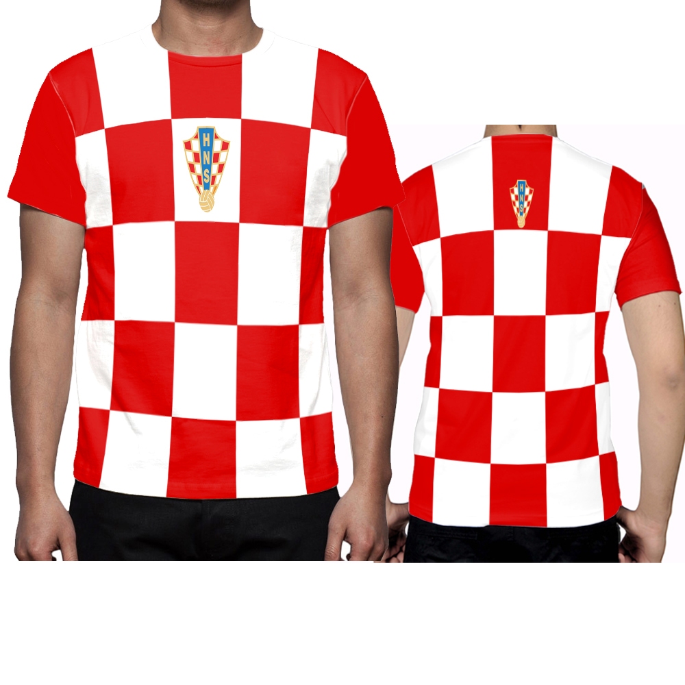 KAOS PRIA TIM KROASIA // BAJU PRIA BENDERA NEGARA KROASIA // T-SHIRT LENGAN PENDEK TIM NEGARA KROASI