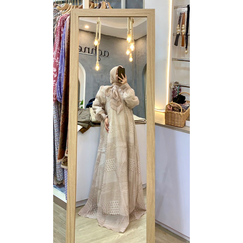 gamis organza motif premium