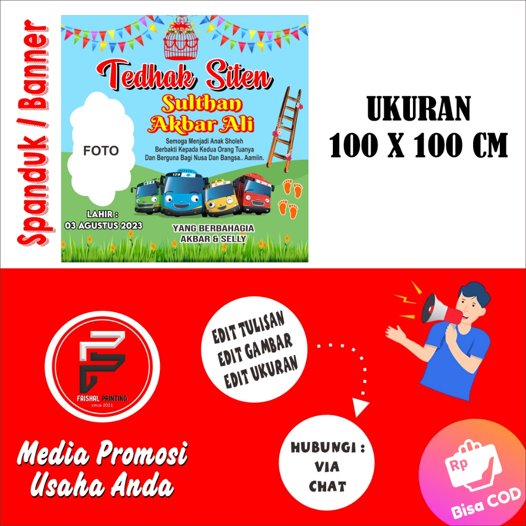 Spanduk Tedhak Siten / Banner Tedak Siten / Spanduk Ukuran 1 x 1 m