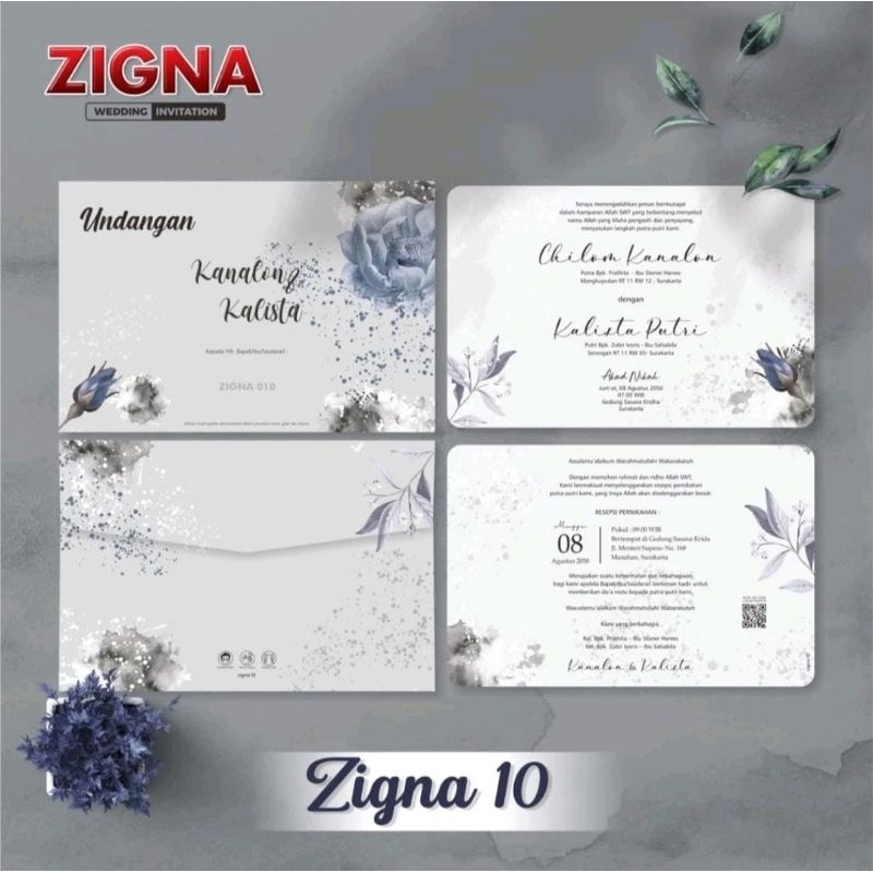 Cetak Undangan Zigna 10-12 semi amplop+Plastik Opp
