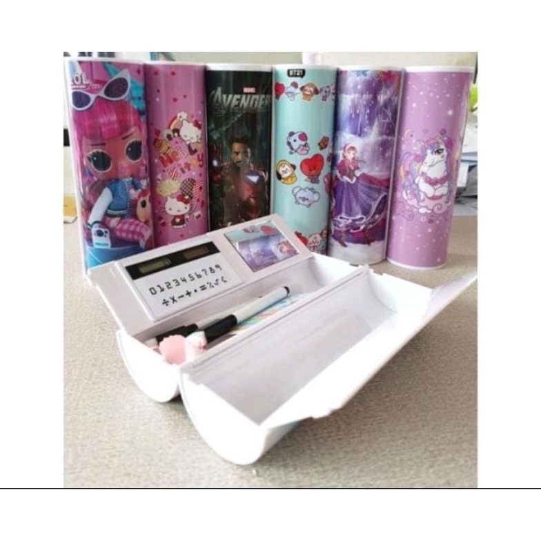 

el Terkini Tempat pensil bentuk tabung karakter ada whiteboard kalkulator spidol dan TDK