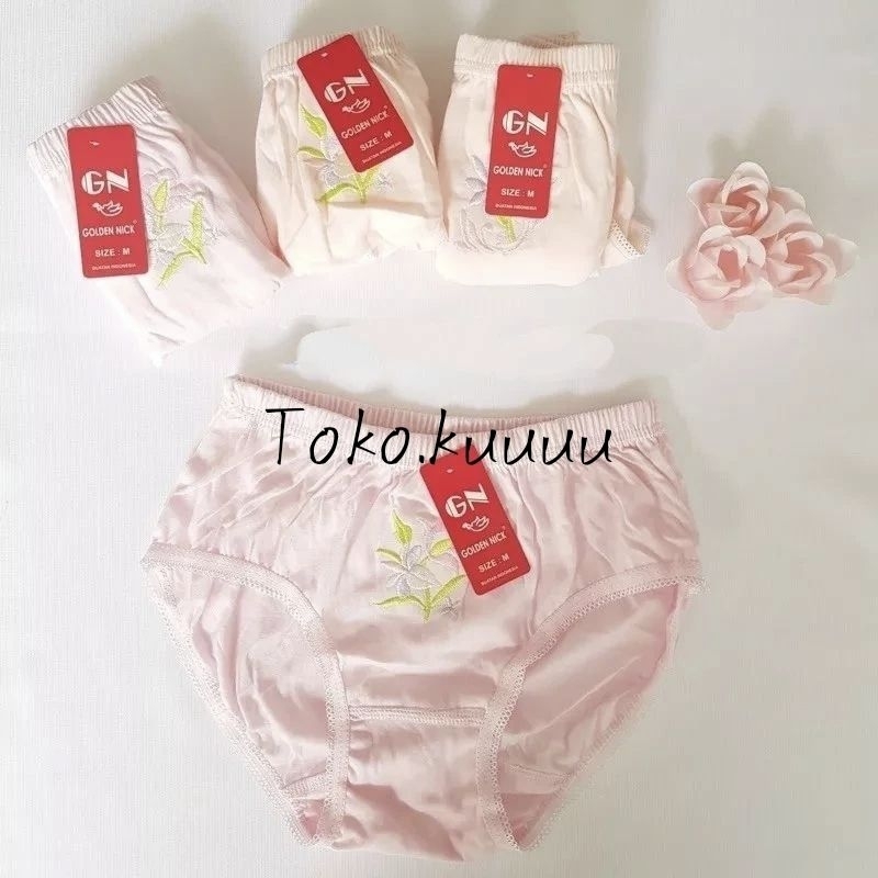 3Pc Cd Wanita Golden nick Sablon Bordir Karet Lebar / Cd Wanita Dewasa GN