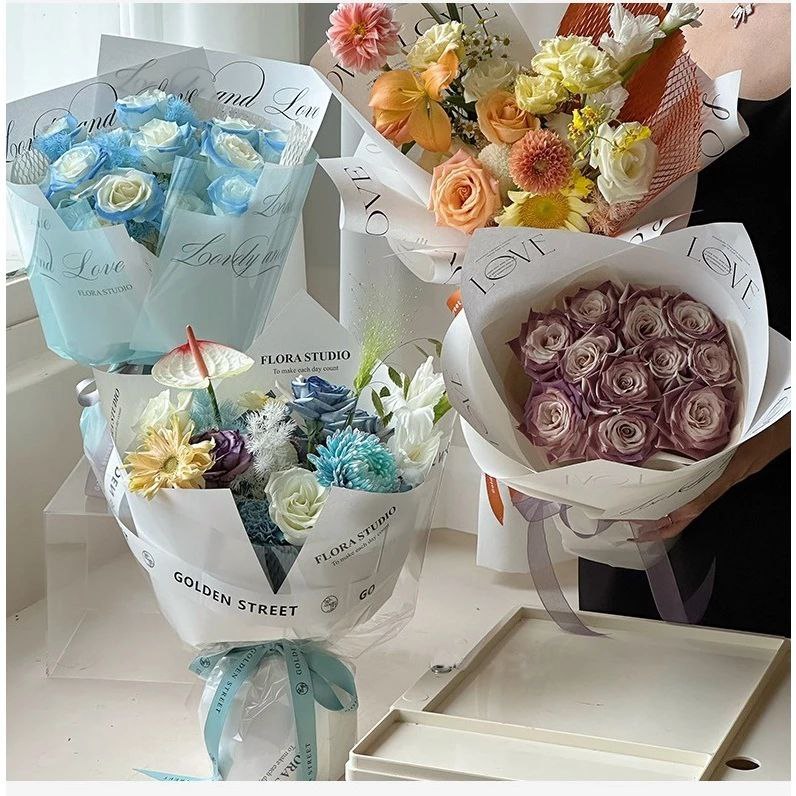 

Kertas Buket Bunga Kertas Cellophane Tulisan Happy Valentine Days / FOREVER LOVE / LOVE & FLOWER / Flower Wrapping