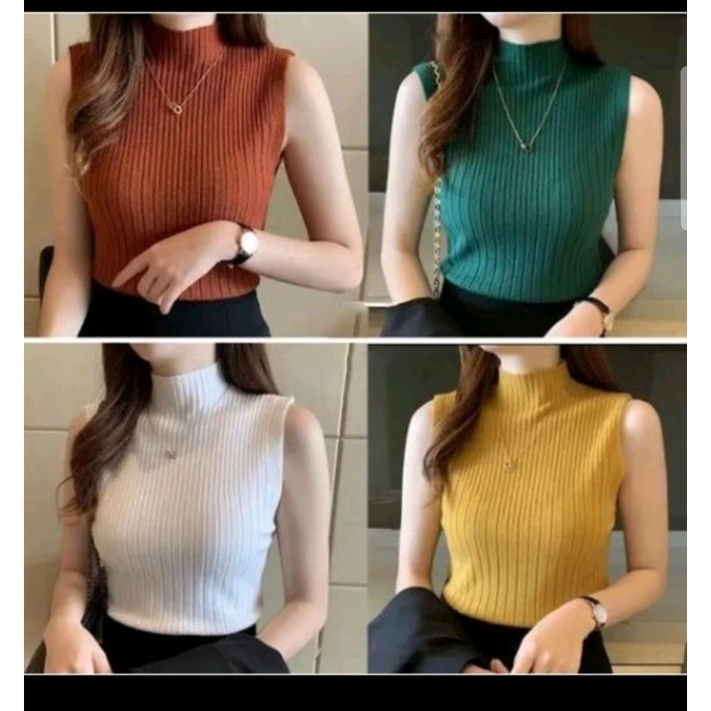 KAOS WANITA CLARESTA KNIT RIB Hitam