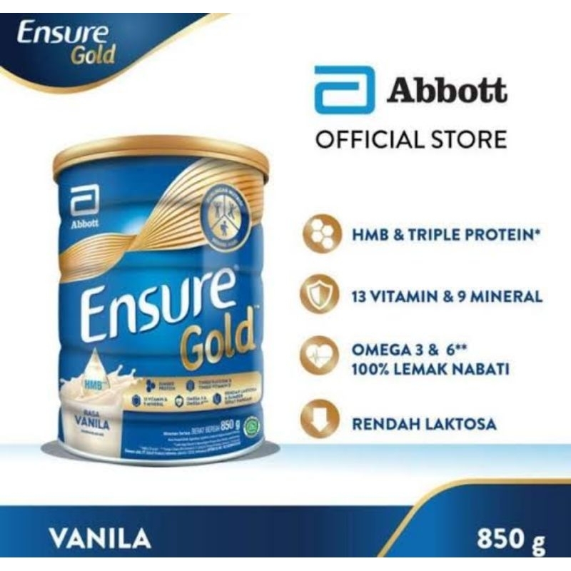 

ENSURE GOLD VANILA 800 gr, Susu Nutrisi Dewasa Rendah Laktosa - Adult Nutrition