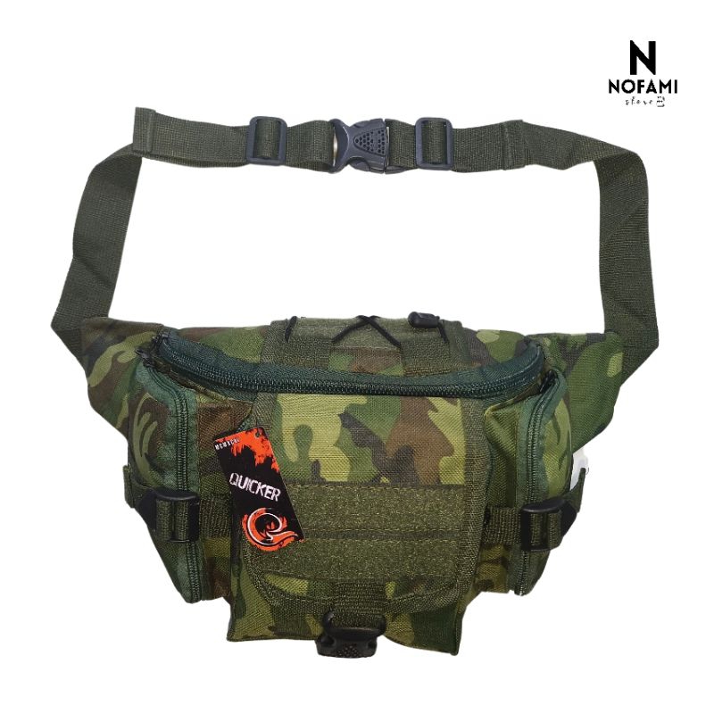 NOFAMI - Tas Pinggang Tactical Warna Army dan Hitam Pria Casual