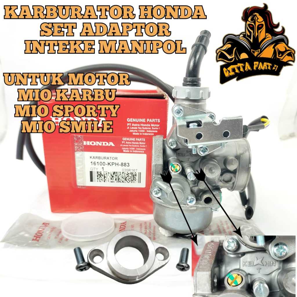 ORIGINAL KARBURATOR CARBURATOR SET PLUS ADAPTOR INTAK MANIPUL ASLI ORIGINAL HONDA AHM UNTUK MOTOR MO