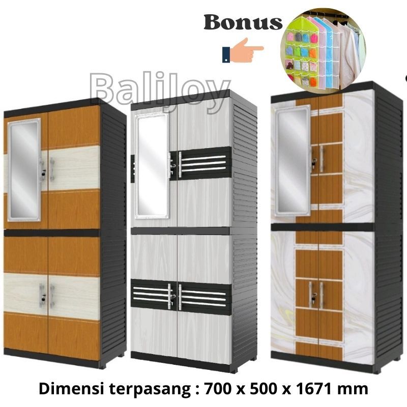 LEMARI PAKAIAN / LEMARI PLASTIK SUSUN 4 NAIBA FIT NEW - NAIBA FIT FULL KUNCI 9524/9504 - Lemari Paka