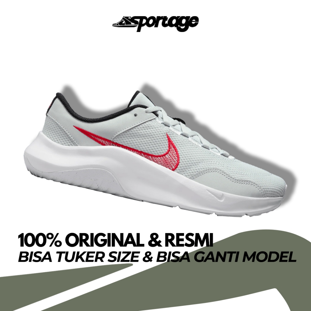 Sepatu Olahraga Pria Nike Legend Essential 3 Next Nature Platinum White Black University Red