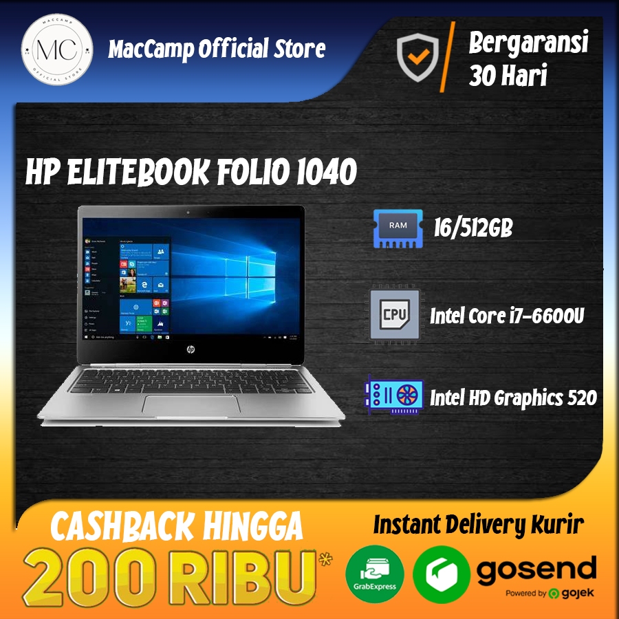 HP ELITEBOOK FOLIO 1040 / X360 1030 - i7 Gen 6 16/512GB 2nd BERGARANSI