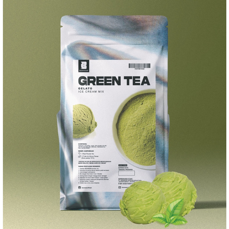 

MMGR4585 FSASH SALE BENMEER Green tea Bubuk Powder Gelato dan Hard Ice Cream Italian Ice Cream Mix Instant