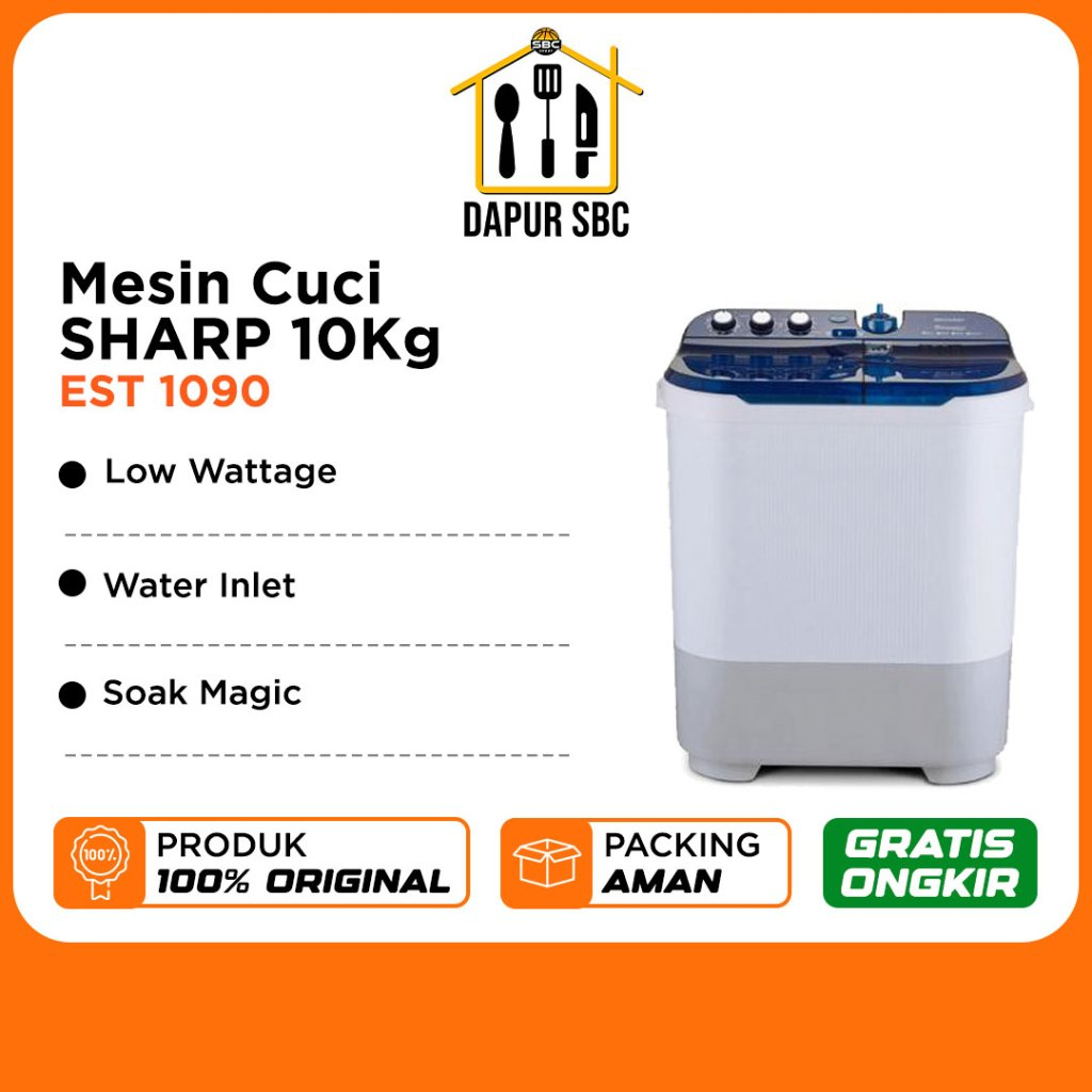 Mesin Cuci SHARP 2 Tabung EST-1090 Kapasitas 10kg