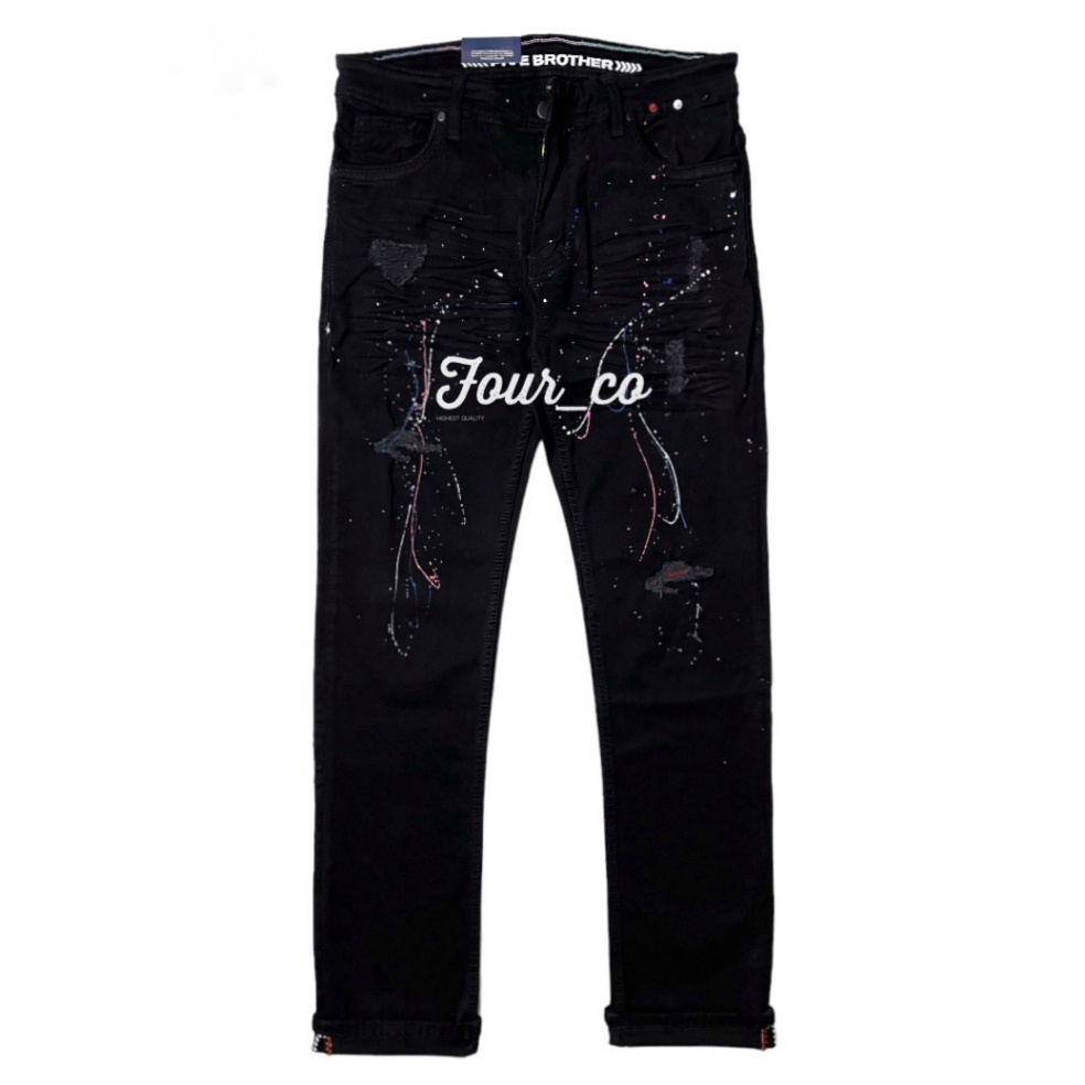 SUPER DISKON Celana Jeans Panjang Ripped Five Brother Slimfit Terbaru