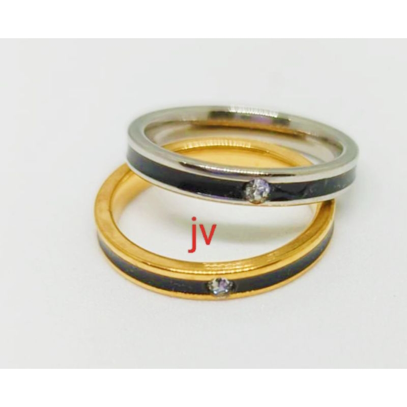 CINCIN TITANIUM HITAM LIST GOLD SILVER MATA COUPLE PRIA WANITA