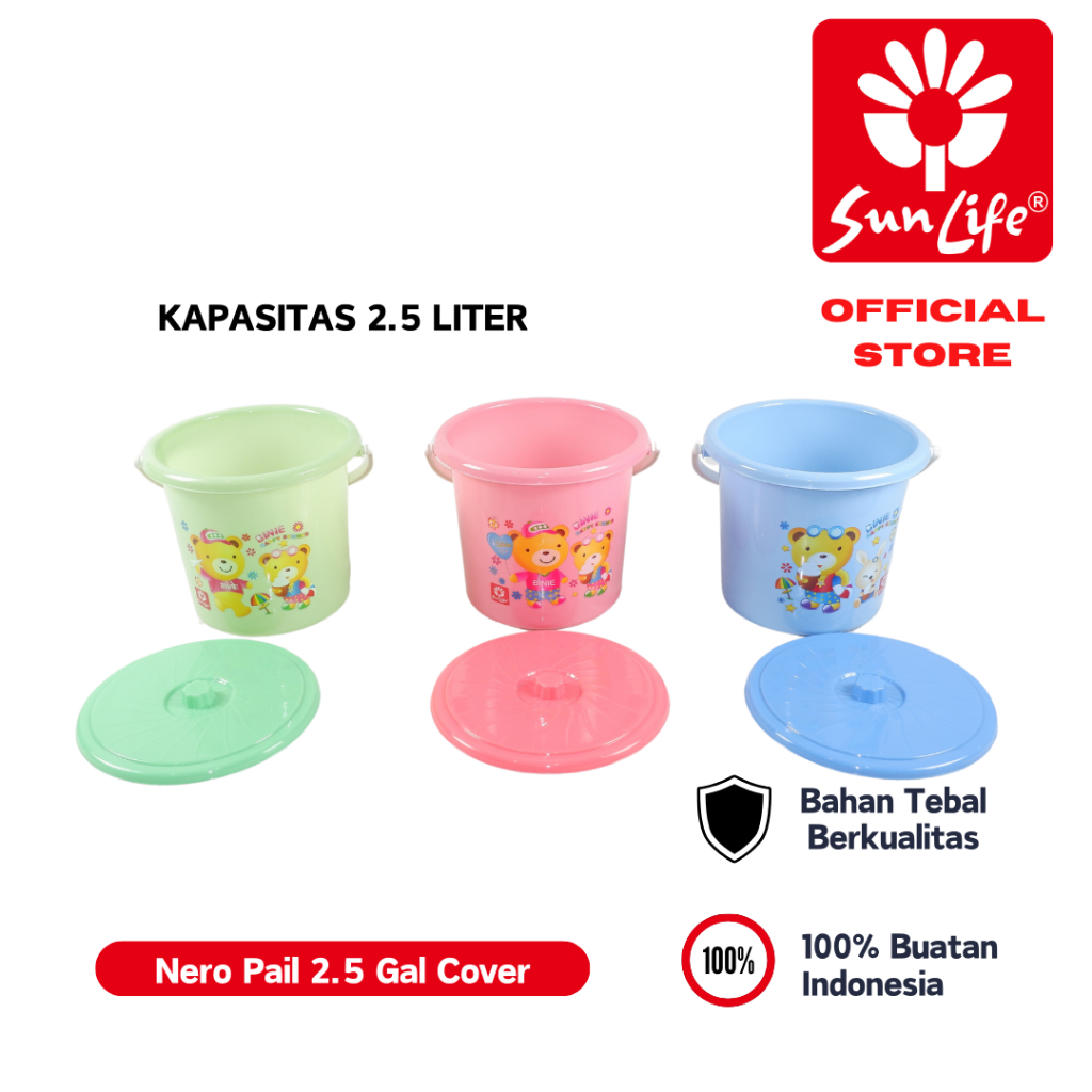 Sunlife Nero Pail 2,5 GAL With Cover Ember Plastik Dengan Gagang  Ember Kamar Mandi SNL-2025