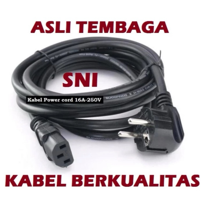 Kabel Power Ac-Cpu 3M 3 Meter SNI SUCOFINDO Tebal 3x 1.5mm 16A-250V / 300V Cable Server Ups Mining