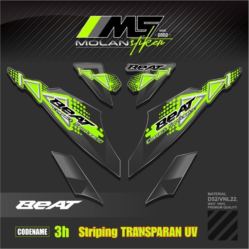 Decal Sticker Striping Variasi Transparan Uv Beat Karbu Motif Ori 2010/2011 Beat Carburator Transpar
