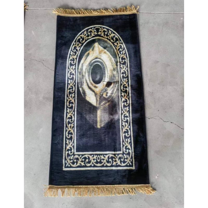 Sajadah Tebal Hitam Motif Kiswah Exclusive Sajadah Tebal Premium Rumbay anti Slip