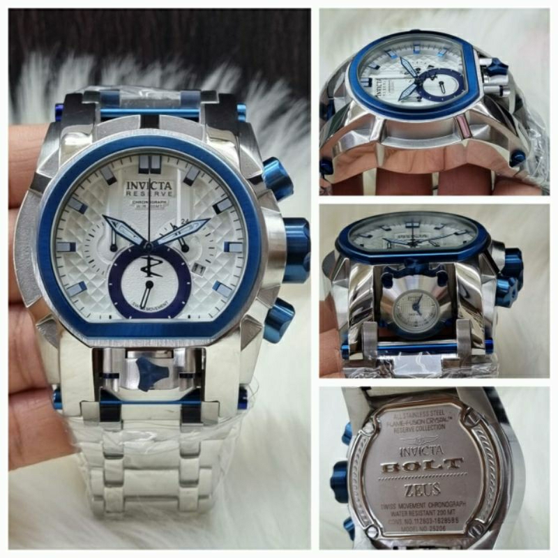 JAM TANGAN INVICTA CRONOGRAP SUPER PREMIUM GRADEN AAA - JAM TANGAN PRIA INVICTA SILVER BIRU