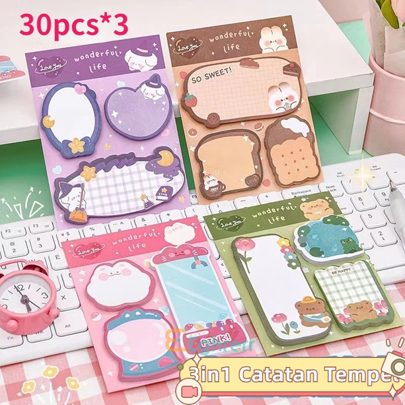 

Eghrerr Sticky Notes 3 In1 Catatan Tempel Kombinasi Kartun Pola Hewan Lucu