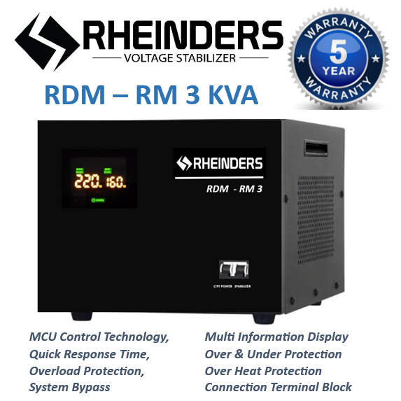 Stabilizer Listrik RHEINDERS 3 KVA / Stavolt RHEINDERS 3 KVA 1 Phase / Stabilizer Rumah