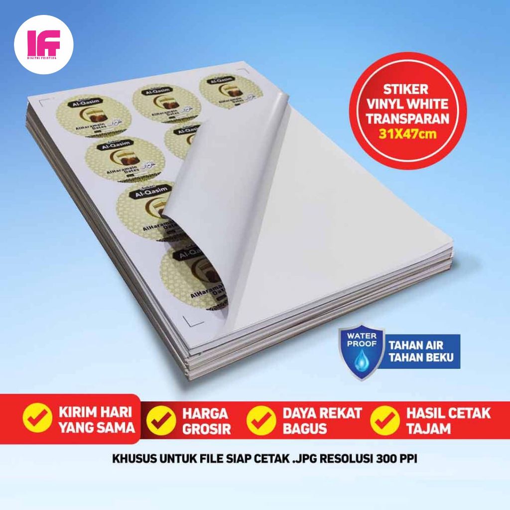 

cetak stiker A3+ vinily murah