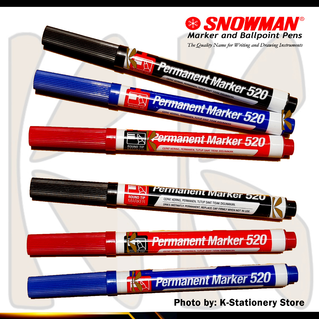 

Spidol Snowman Original Permanent Marker 520 – untuk Kertas, Logam, Kayu, Kulit, Keramik, Kain, dll.