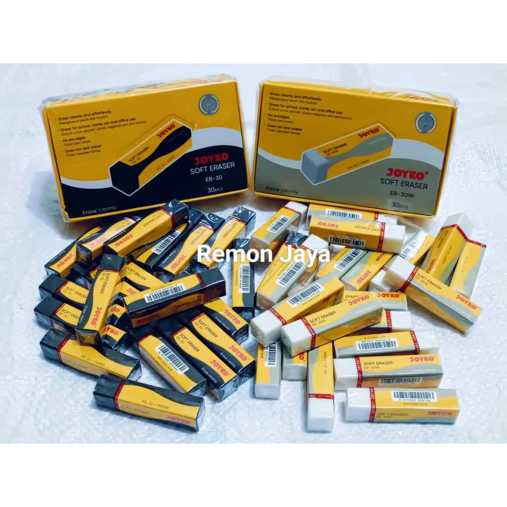 

promo(isi 15 pcs) penghapus joyko eraser EB 30 ukuran tanggung hitam dan putih / warna warni