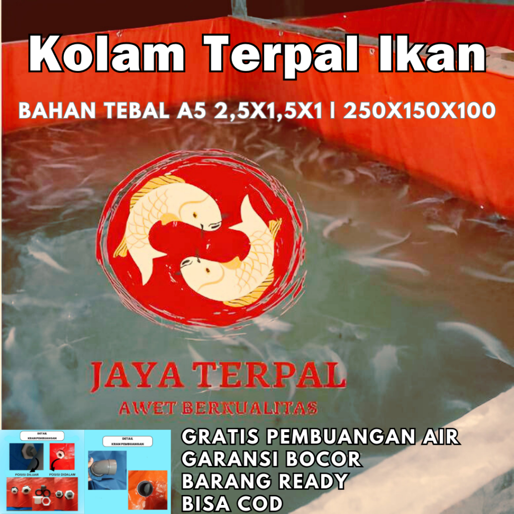 Kolam Terpal Ikan Bahan Tebal A5 2,5x1,5x1 250x150x100 - Ready, Bisa COD