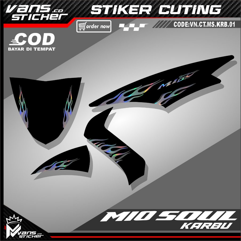 Cuting Stiker MIO SOUL KARBU, MIO SOUL Striping stiker List variasi  MIO SOUL KARBU Motif Api