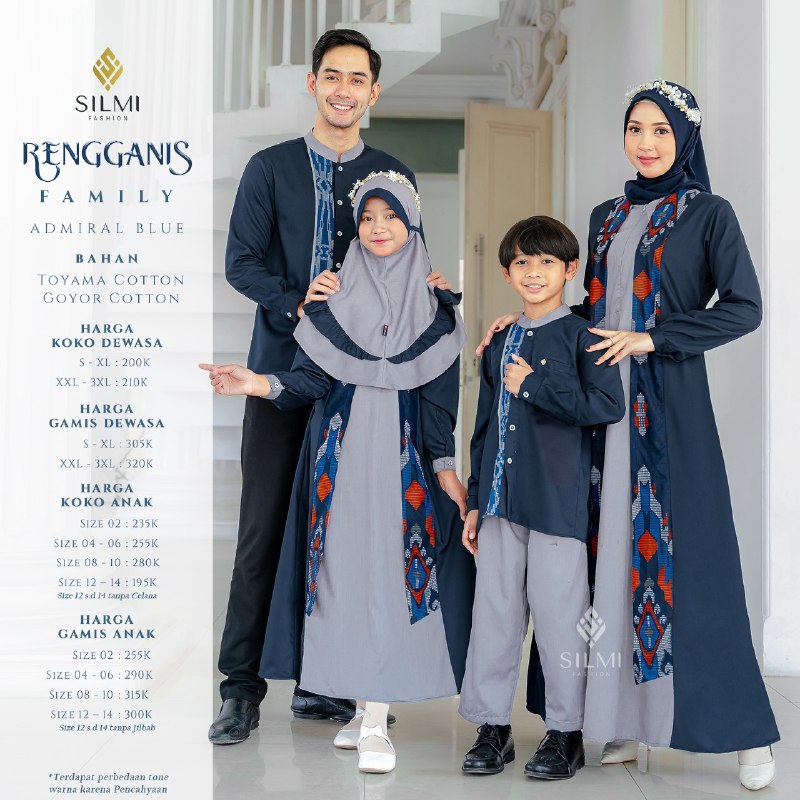 Seragam Keluarga Motif Songket Bahan Adem Terbaru 2024 || Silmi Rengganis Family Admiral Blue Biru