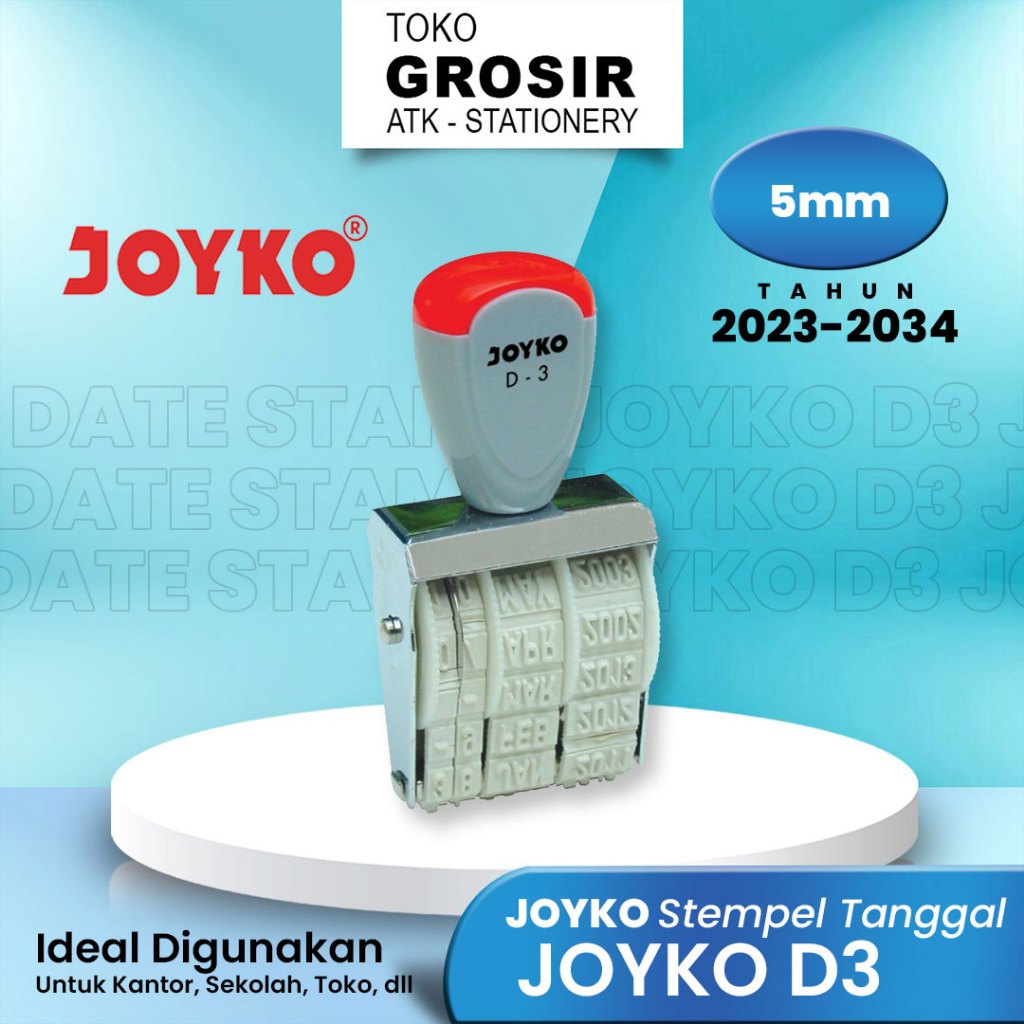

Stempel Tanggal Joyko D3 5 mm / JOYKO Date Stamp D3 Tahun 2023-2034 ~ Toko Grosir ATK Stationery